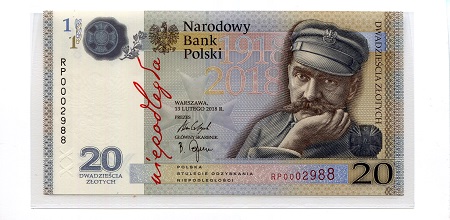 Poland 20 Zlotych Pick Number: 192b UNC Banknote